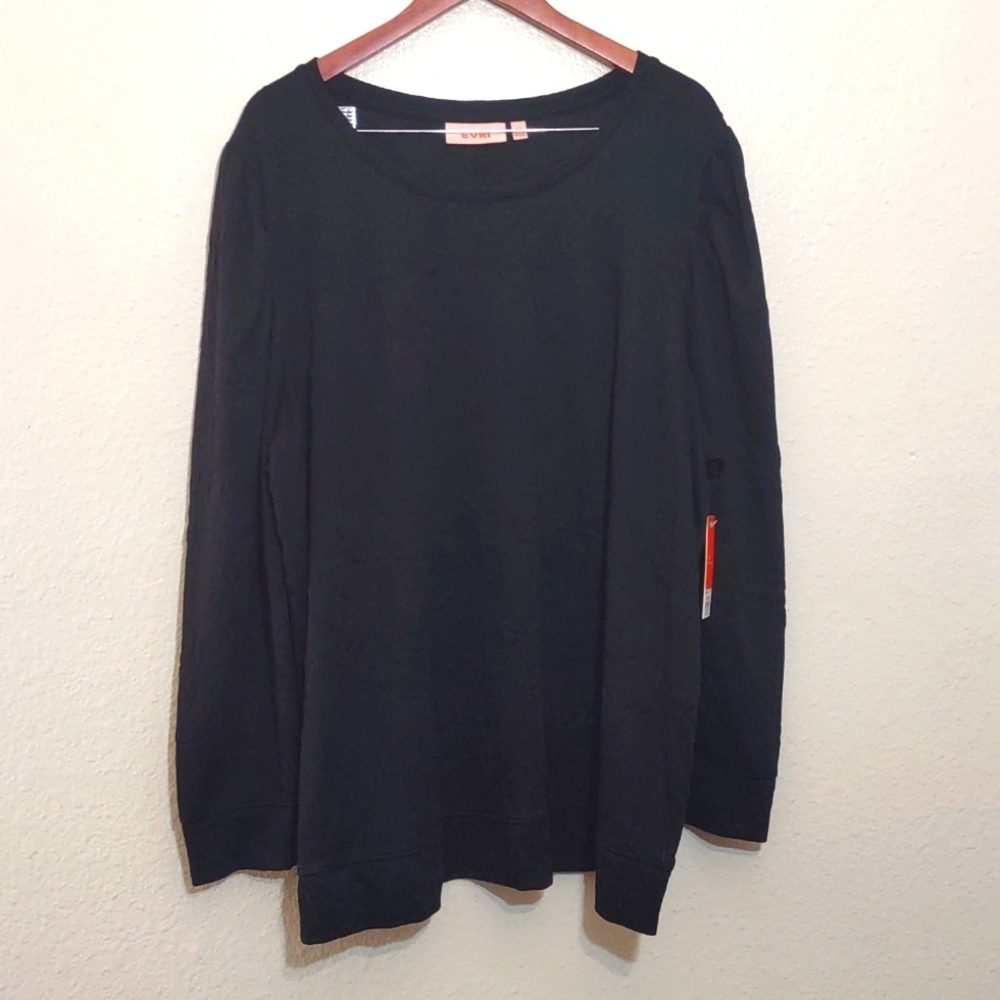 NEW WITH TAGS 3X EVRI LONG SLEEVE WITH PALM TREES COLOR BLACK